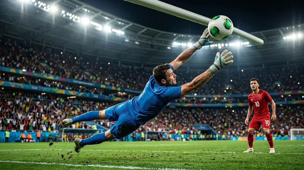 Spain vs Cabo Verde goalkeeper diving to save a header during the 0-0 World Cup Group H match in Atlanta